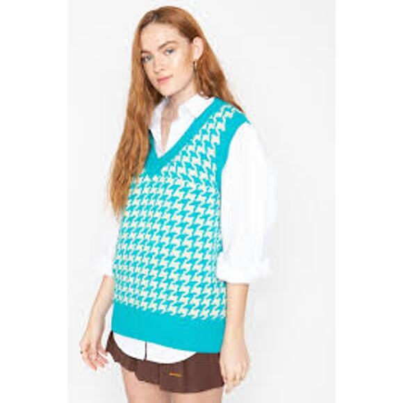 NWT Callahan Ollie Vest & Tash Skirt Matching Set Womens S Turquoise Houndstooth - Picture 2 of 9